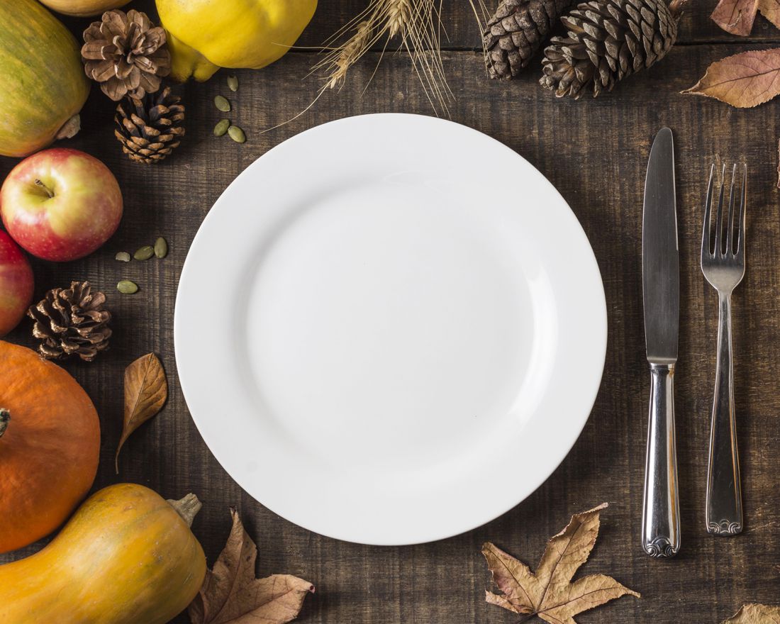 Fall foods with empty plate